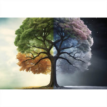 Lade das Bild in den Galerie-Viewer, Spannrahmenbild Baum 4 Jahreszeiten Querformat
