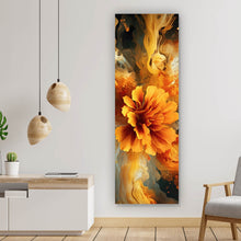 Lade das Bild in den Galerie-Viewer, Leinwandbild Beeindruckende abstrakte Blume Fluid Art Panorama Hoch