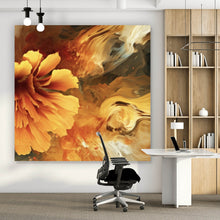 Lade das Bild in den Galerie-Viewer, Aluminiumbild gebürstet Beeindruckende abstrakte Blume Fluid Art Quadrat