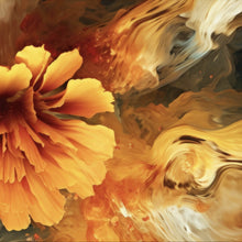 Lade das Bild in den Galerie-Viewer, Aluminiumbild gebürstet Beeindruckende abstrakte Blume Fluid Art Quadrat