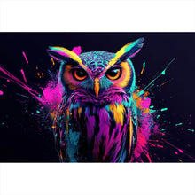 Lade das Bild in den Galerie-Viewer, Spannrahmenbild Beeindruckende abstrakte Eule Explosion Querformat