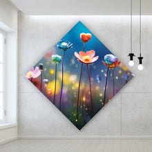 Lade das Bild in den Galerie-Viewer, Leinwandbild Beeindruckende bunte Blumen Raute