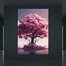 Lade das Bild in den Galerie-Viewer, Aluminiumbild Beeindruckender Baum auf stiller Wasserfläche Hochformat