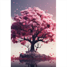 Lade das Bild in den Galerie-Viewer, Spannrahmenbild Beeindruckender Baum auf stiller Wasserfläche Hochformat