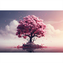 Lade das Bild in den Galerie-Viewer, Spannrahmenbild Beeindruckender Baum auf stiller Wasserfläche Querformat