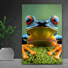 Lade das Bild in den Galerie-Viewer, Aluminiumbild Beeindruckender Frosch in der Natur Hochformat