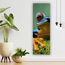 Lade das Bild in den Galerie-Viewer, Aluminiumbild gebürstet Beeindruckender Frosch in der Natur Panorama Hoch