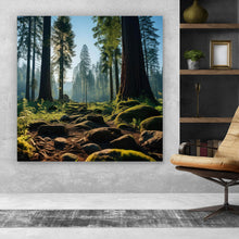 Lade das Bild in den Galerie-Viewer, Poster Beeindruckender Wald mit Bäumen in der Sonne Quadrat
