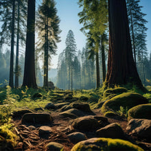 Lade das Bild in den Galerie-Viewer, Spannrahmenbild Beeindruckender Wald mit Bäumen in der Sonne Quadrat