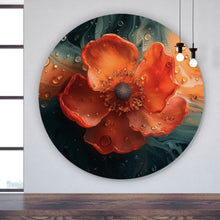 Lade das Bild in den Galerie-Viewer, Aluminiumbild Beeindruckendes Fluid Art mit Blume Kreis