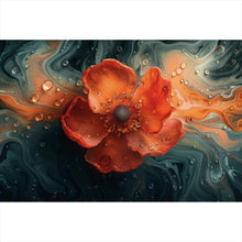Lade das Bild in den Galerie-Viewer, Spannrahmenbild Beeindruckendes Fluid Art mit Blume Querformat