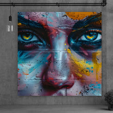 Lade das Bild in den Galerie-Viewer, Leinwandbild Beeindruckendes Gesichtsgraffiti Quadrat