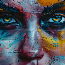 Lade das Bild in den Galerie-Viewer, Aluminiumbild Beeindruckendes Gesichtsgraffiti Quadrat