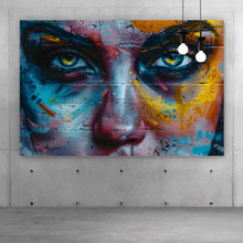 Lade das Bild in den Galerie-Viewer, Leinwandbild Beeindruckendes Gesichtsgraffiti Querformat