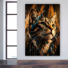 Lade das Bild in den Galerie-Viewer, Acrylglasbild Beeindruckendes modernes Katzenportrait im Street Art Stil Hochformat
