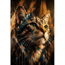 Lade das Bild in den Galerie-Viewer, Leinwandbild Beeindruckendes modernes Katzenportrait im Street Art Stil Hochformat