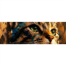 Lade das Bild in den Galerie-Viewer, Spannrahmenbild Beeindruckendes modernes Katzenportrait im Street Art Stil Panorama