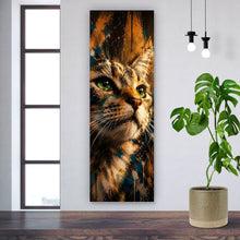 Lade das Bild in den Galerie-Viewer, Spannrahmenbild Beeindruckendes modernes Katzenportrait im Street Art Stil Panorama Hoch