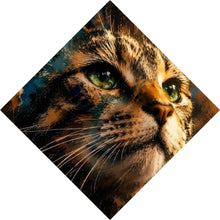 Lade das Bild in den Galerie-Viewer, Spannrahmenbild Beeindruckendes modernes Katzenportrait im Street Art Stil Raute