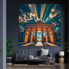 Lade das Bild in den Galerie-Viewer, Aluminiumbild gebürstet Beeindruckendes Wahrzeichen im Sonnenlicht Quadrat