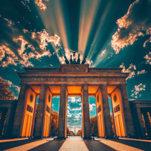 Lade das Bild in den Galerie-Viewer, Spannrahmenbild Beeindruckendes Wahrzeichen im Sonnenlicht Quadrat