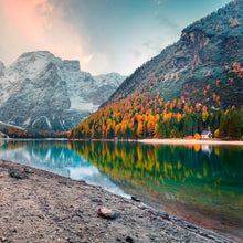 Lade das Bild in den Galerie-Viewer, Spannrahmenbild Berglandschaft mit Spiegelung im See Quadrat