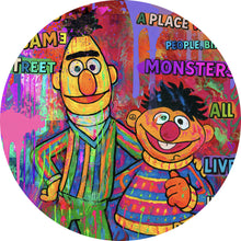 Lade das Bild in den Galerie-Viewer, Aluminiumbild gebürstet Berühmte Figuren einer Kinder Fernsehserie Pop Art Kreis