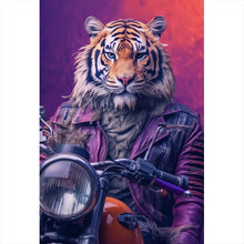 Lade das Bild in den Galerie-Viewer, Poster Biker Tiger auf Motorrad Hochformat