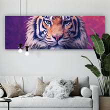 Lade das Bild in den Galerie-Viewer, Aluminiumbild gebürstet Biker Tiger auf Motorrad Panorama