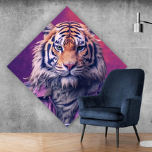 Lade das Bild in den Galerie-Viewer, Aluminiumbild Biker Tiger auf Motorrad Raute