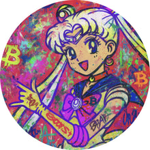 Lade das Bild in den Galerie-Viewer, Aluminiumbild gebürstet Bitcoin buntes Pop Art to the Moon Kreis