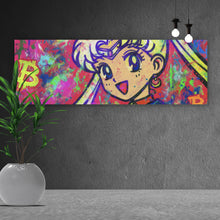 Lade das Bild in den Galerie-Viewer, Aluminiumbild gebürstet Bitcoin buntes Pop Art to the Moon Panorama