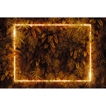 Lade das Bild in den Galerie-Viewer, Acrylglasbild Blätter mit Neon Lichtrahmen Querformat