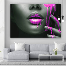 Lade das Bild in den Galerie-Viewer, Leinwandbild Pinke Lippen Querformat