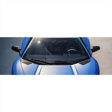 Lade das Bild in den Galerie-Viewer, Leinwandbild Blauer Sportwagen in Frontansicht geparkt Panorama