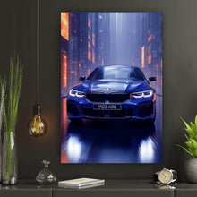 Lade das Bild in den Galerie-Viewer, Poster Blauer Sportwagen in futuristischer Umgebung Hochformat