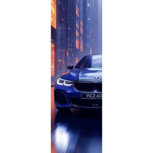 Lade das Bild in den Galerie-Viewer, Leinwandbild Blauer Sportwagen in futuristischer Umgebung Panorama Hoch
