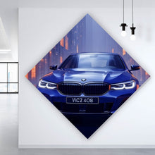 Lade das Bild in den Galerie-Viewer, Leinwandbild Blauer Sportwagen in futuristischer Umgebung Raute