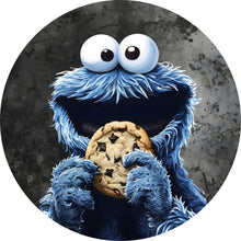 Lade das Bild in den Galerie-Viewer, Aluminiumbild gebürstet Blaues Keksmonster Kreis