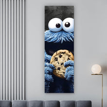Lade das Bild in den Galerie-Viewer, Leinwandbild Blaues Keksmonster Panorama Hoch