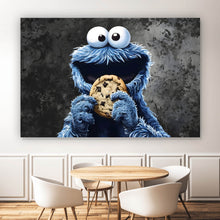 Lade das Bild in den Galerie-Viewer, Aluminiumbild gebürstet Blaues Keksmonster Querformat