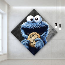 Lade das Bild in den Galerie-Viewer, Leinwandbild Blaues Keksmonster Raute