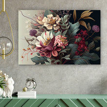 Lade das Bild in den Galerie-Viewer, Spannrahmenbild Blumenkomposition in sanften Farbtönen Querformat
