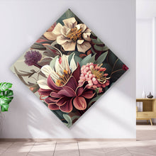 Lade das Bild in den Galerie-Viewer, Leinwandbild Blumenkomposition in sanften Farbtönen Raute