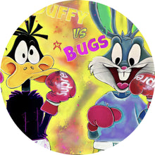 Lade das Bild in den Galerie-Viewer, Aluminiumbild gebürstet Boxende Comic Figuren Pop Art Kreis