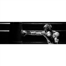 Lade das Bild in den Galerie-Viewer, Leinwandbild Boxer im Training Schwarz Weiß Panorama