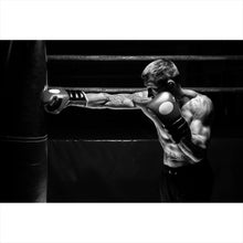 Lade das Bild in den Galerie-Viewer, Poster Boxer im Training Schwarz Weiß Querformat