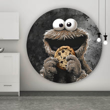 Lade das Bild in den Galerie-Viewer, Aluminiumbild gebürstet Braunes Keksmonster Kreis