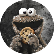 Lade das Bild in den Galerie-Viewer, Aluminiumbild gebürstet Braunes Keksmonster Kreis