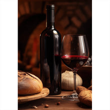 Lade das Bild in den Galerie-Viewer, Poster Brot Wein bei Kerzenlicht Ambiente Hochformat